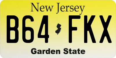 NJ license plate B64FKX