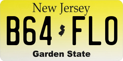 NJ license plate B64FLO