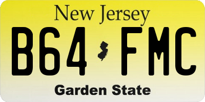 NJ license plate B64FMC