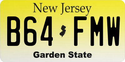 NJ license plate B64FMW