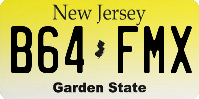 NJ license plate B64FMX