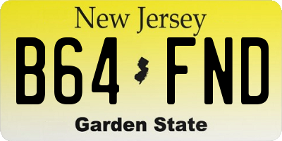 NJ license plate B64FND