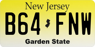 NJ license plate B64FNW