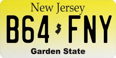 NJ license plate B64FNY