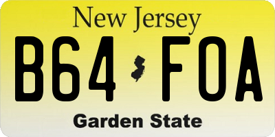 NJ license plate B64FOA