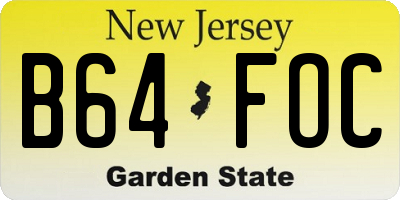 NJ license plate B64FOC