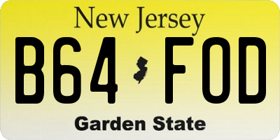 NJ license plate B64FOD