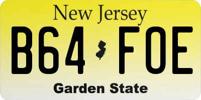 NJ license plate B64FOE