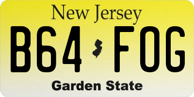 NJ license plate B64FOG