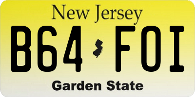 NJ license plate B64FOI