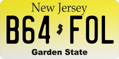 NJ license plate B64FOL