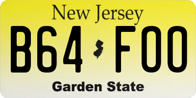 NJ license plate B64FOO