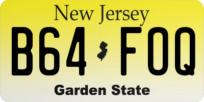 NJ license plate B64FOQ