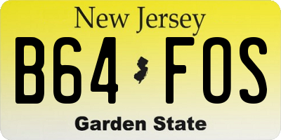 NJ license plate B64FOS