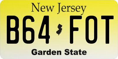 NJ license plate B64FOT