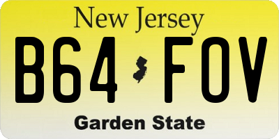 NJ license plate B64FOV