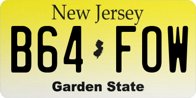 NJ license plate B64FOW