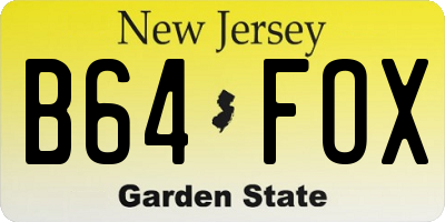 NJ license plate B64FOX
