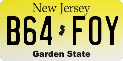 NJ license plate B64FOY