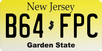 NJ license plate B64FPC