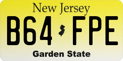 NJ license plate B64FPE