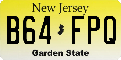 NJ license plate B64FPQ