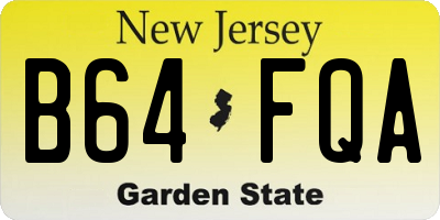 NJ license plate B64FQA