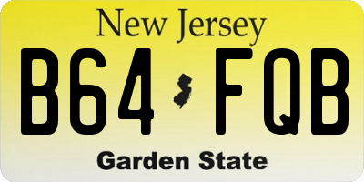 NJ license plate B64FQB