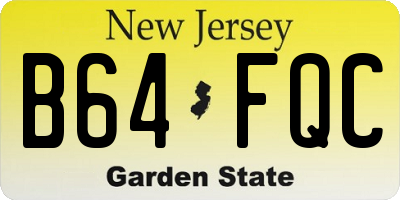NJ license plate B64FQC
