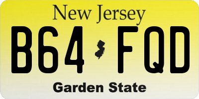 NJ license plate B64FQD