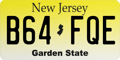NJ license plate B64FQE