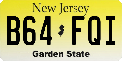 NJ license plate B64FQI