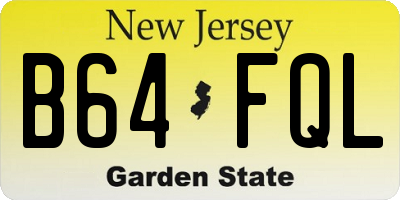 NJ license plate B64FQL