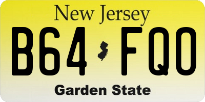 NJ license plate B64FQO