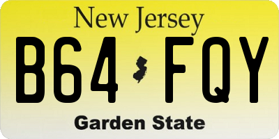 NJ license plate B64FQY