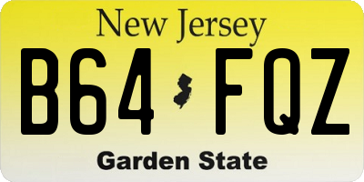 NJ license plate B64FQZ