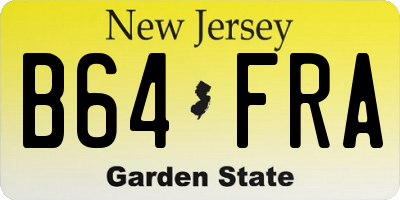 NJ license plate B64FRA