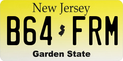 NJ license plate B64FRM