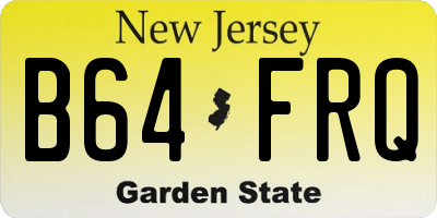 NJ license plate B64FRQ