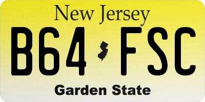 NJ license plate B64FSC