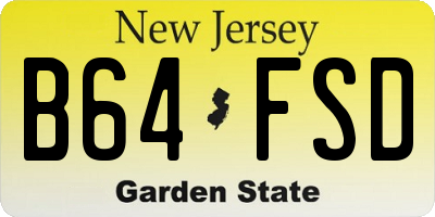 NJ license plate B64FSD