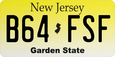 NJ license plate B64FSF