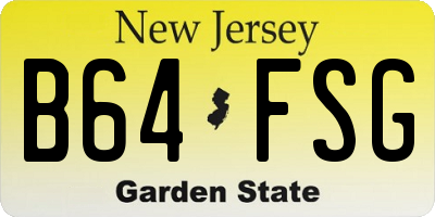 NJ license plate B64FSG