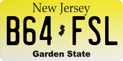 NJ license plate B64FSL
