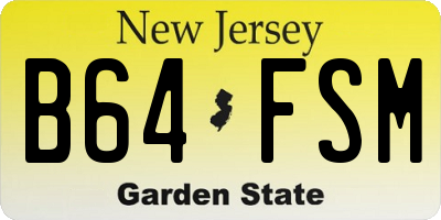 NJ license plate B64FSM