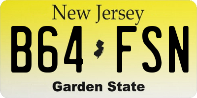 NJ license plate B64FSN