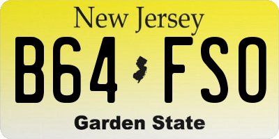 NJ license plate B64FSO