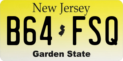 NJ license plate B64FSQ