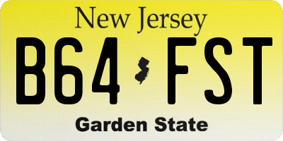 NJ license plate B64FST