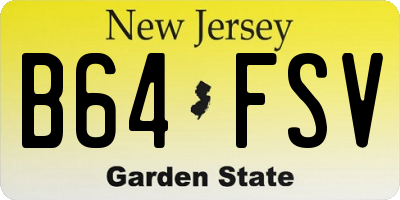 NJ license plate B64FSV